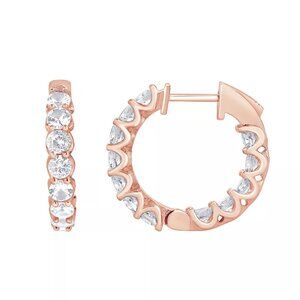 Gemstone Brilliance Lab-Created White Sapphire Huggie Hoop Earrings Color: Rose